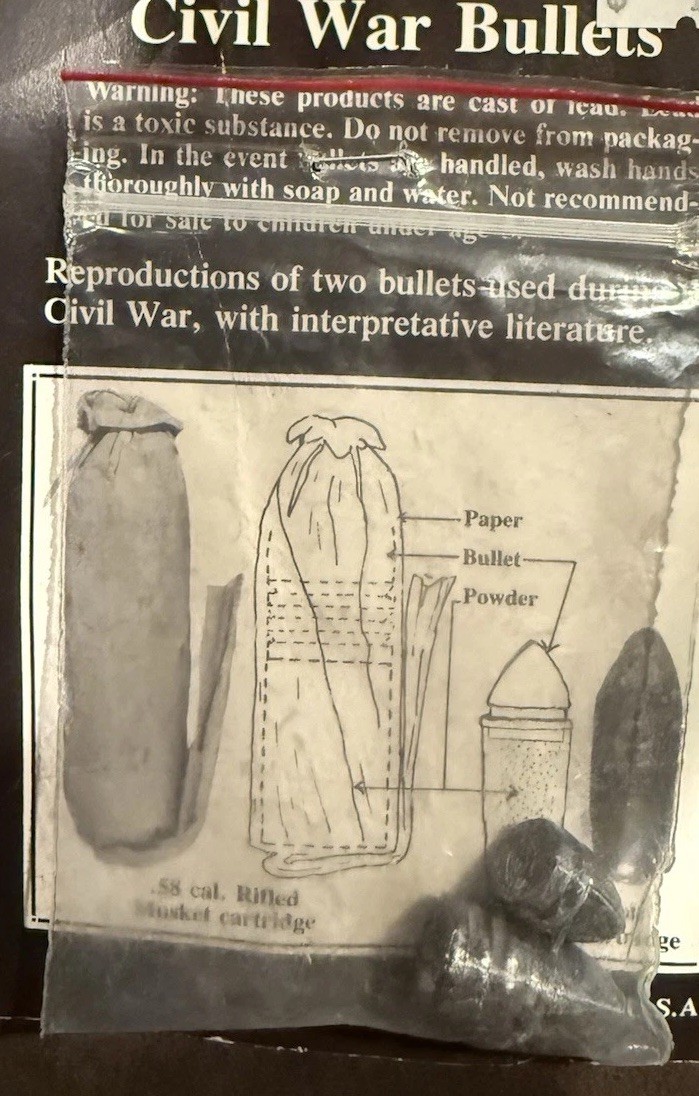 Set Of 2 Civil War Replica Lead .58 Caliber Rifile & .44 Caliber Colt Bullets