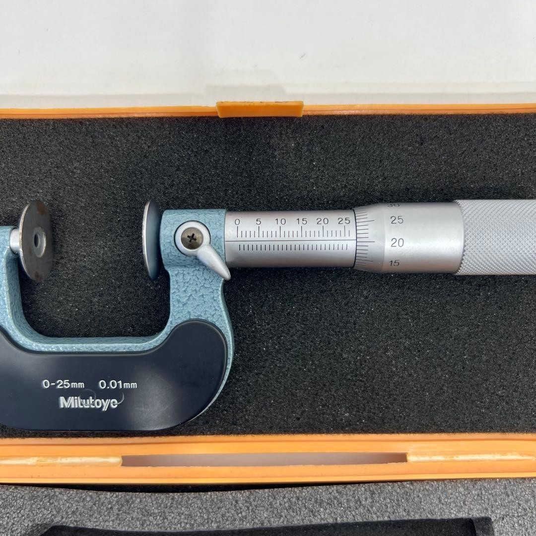Mitutoyo Disc Micrometer 0-25 mm 0.01 mm with Storage Case Analog Precision Tool