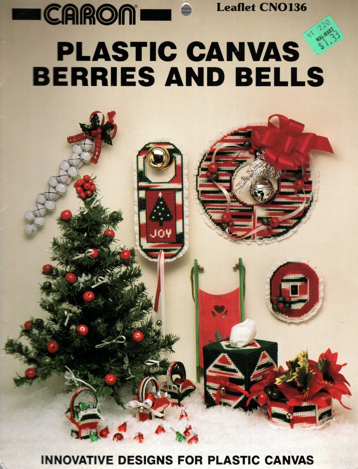 Caron CNO136 BERRIES and BELLS Christmas Plastic Canvas Pattern Leaflet