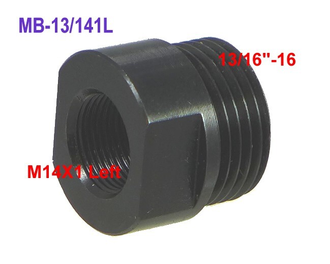 M14x1LH Muzzle Brake to Fit for Barrel thread M14x1LH, Steel, with an Adapter