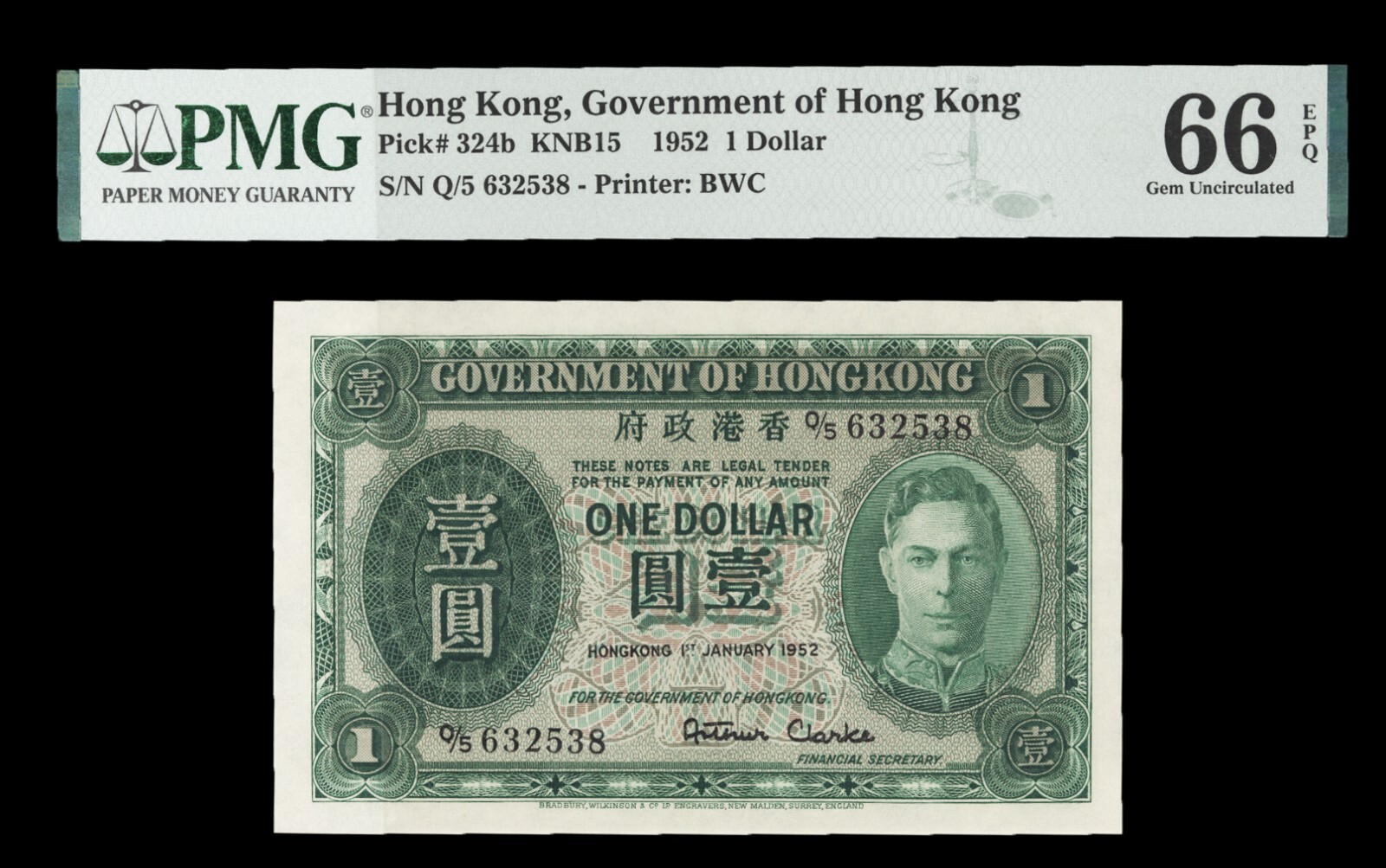 Hong Kong, Government Of Hong Kong P324b PMG Graded 66 Gem Uncirculated Banknote