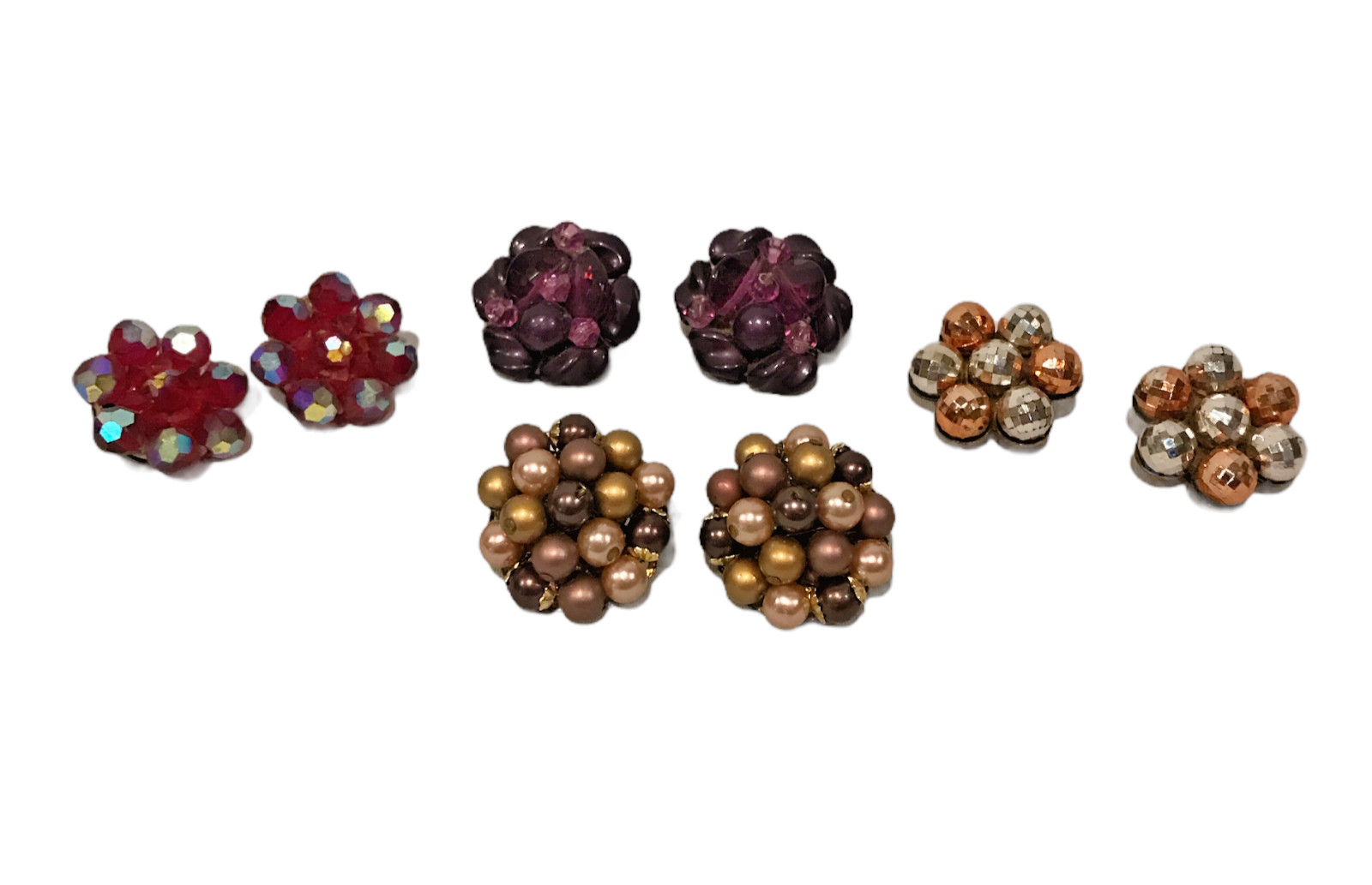 Vintage Starburst 4 Pair Clip On Earrings