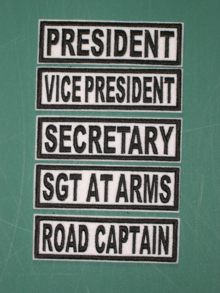 BIKER OFFICERS Patch PATCHES SET OF 5 - Choose Colors + Background + Font Sew On