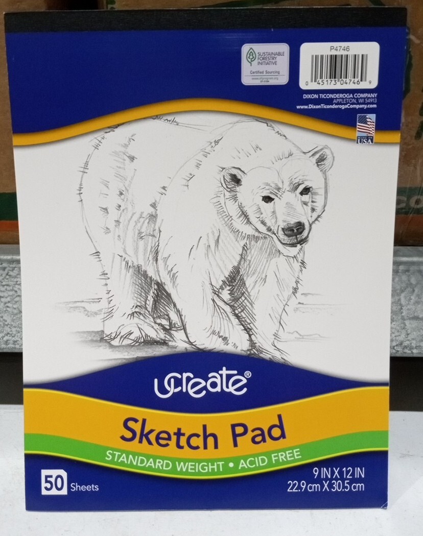 UCreate Sketch Pad, Standard Weight & Acid Free  9" x 12", 50 Sheets #U24