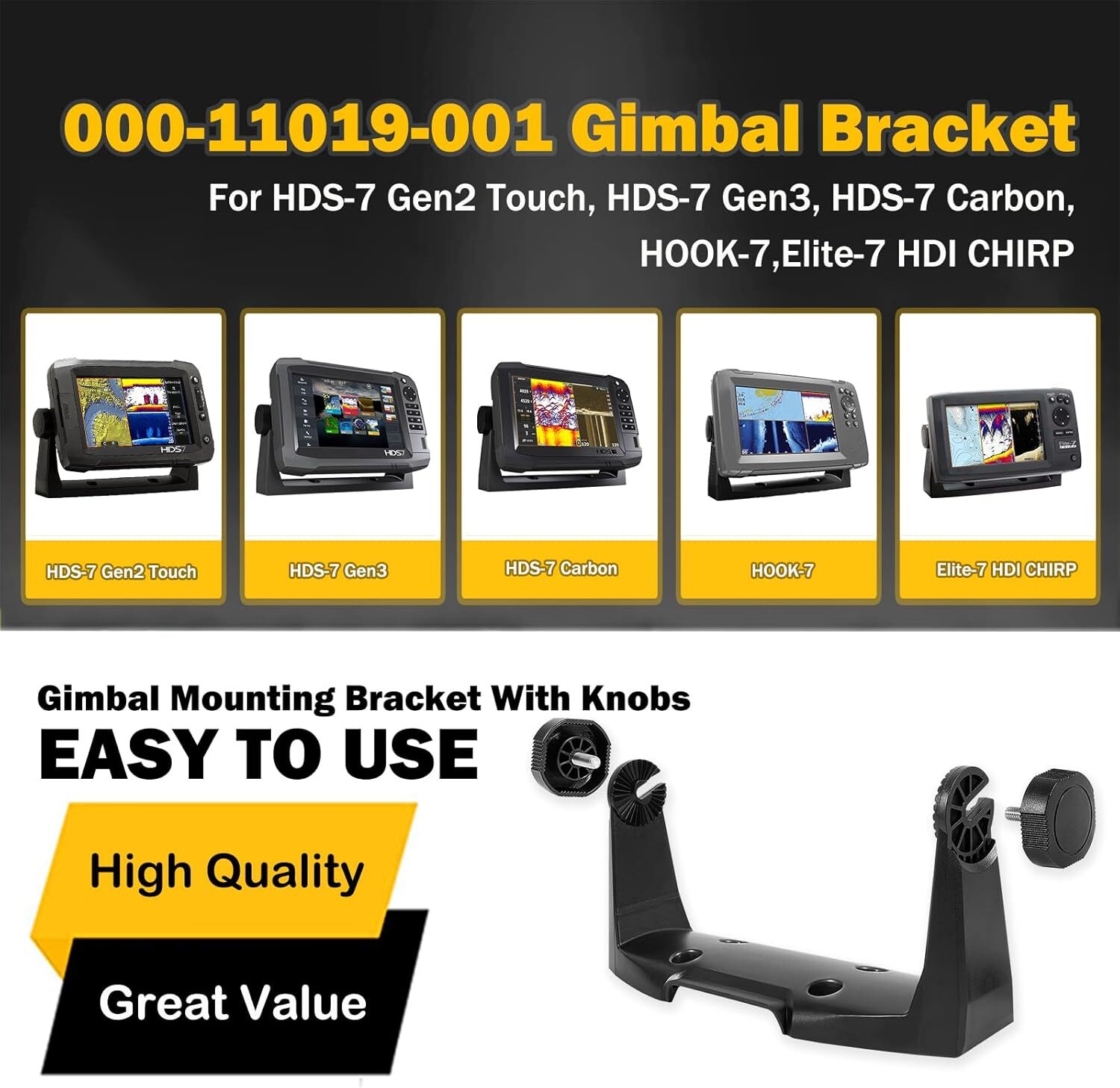 000-11019-001 Gimbal Bracket for HDS-7 Touchscreen HDS Gen3 Touch Elite & Hook 7