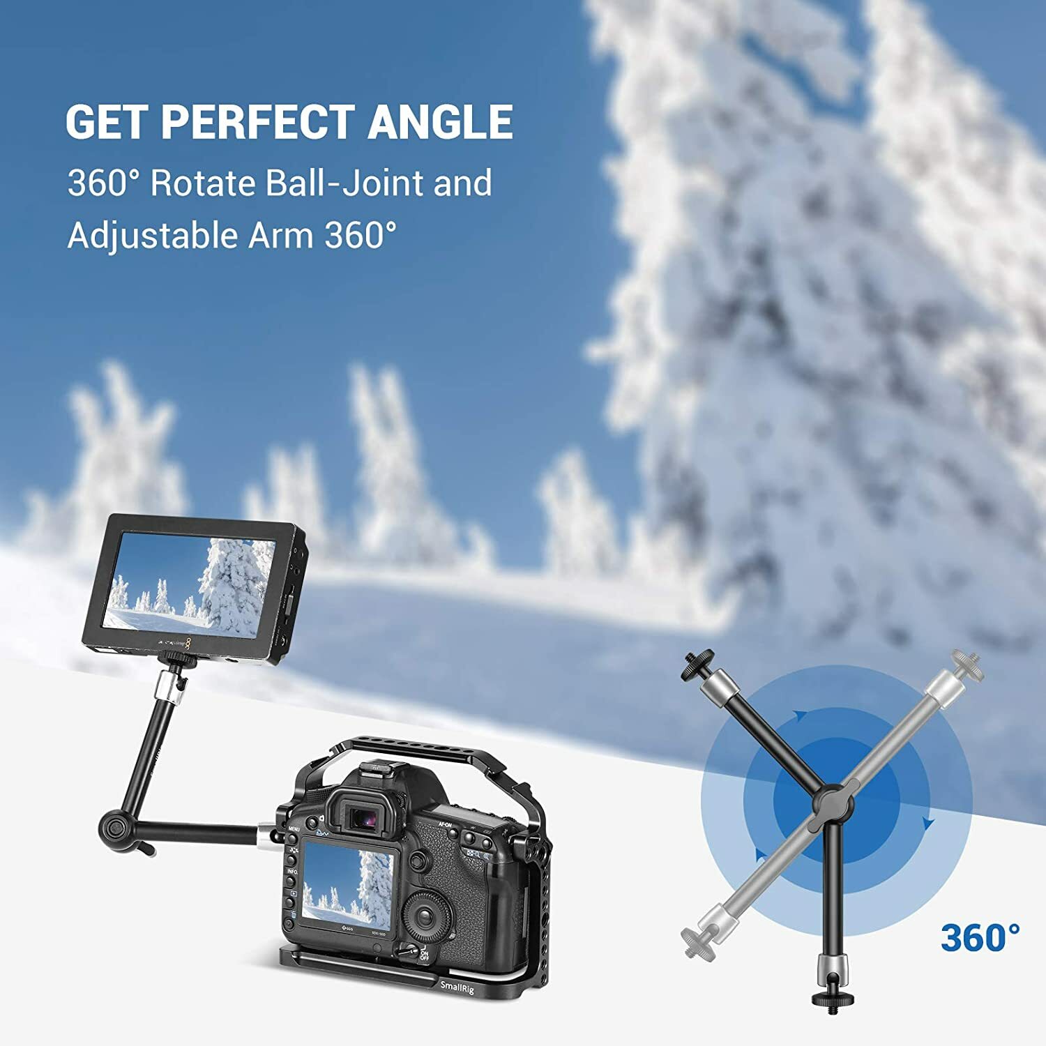 SmallRig 2066 9.8 inch Magic Arm w/Ball Head for DSLR Camera Monitor |LED Lights