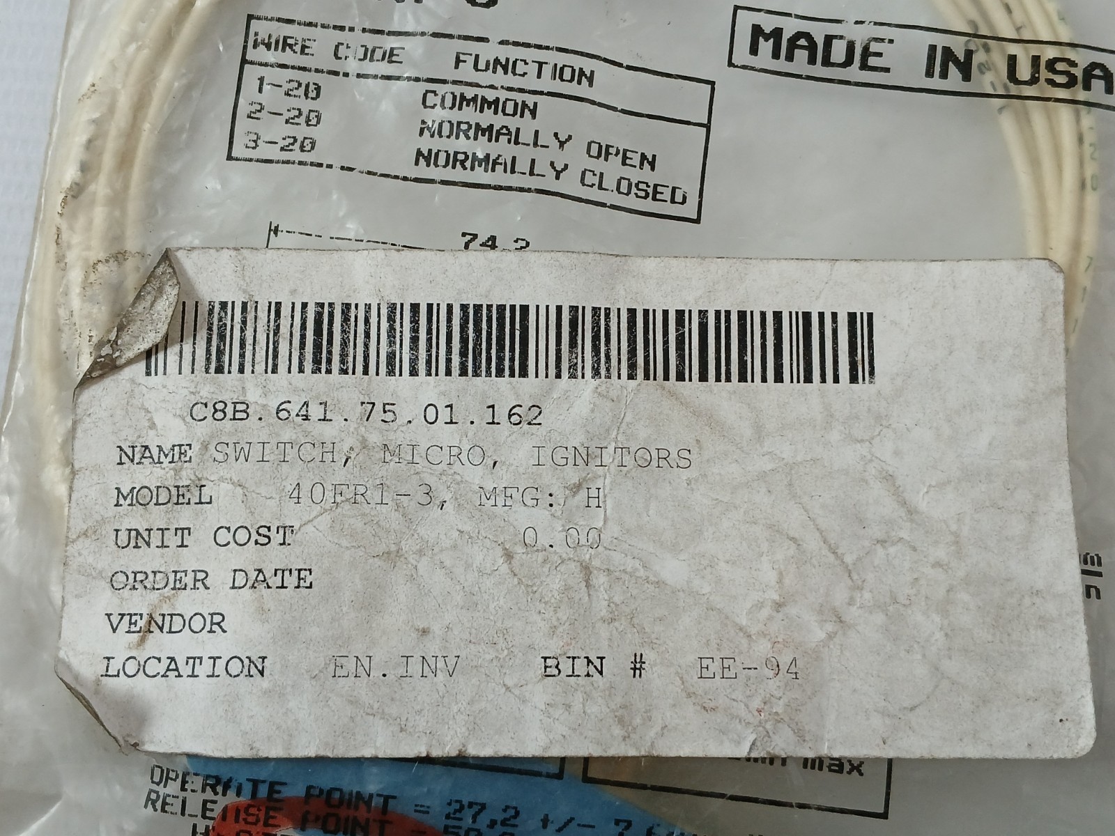 HONEYWELL 40FR1-3 Magnetic field sensor