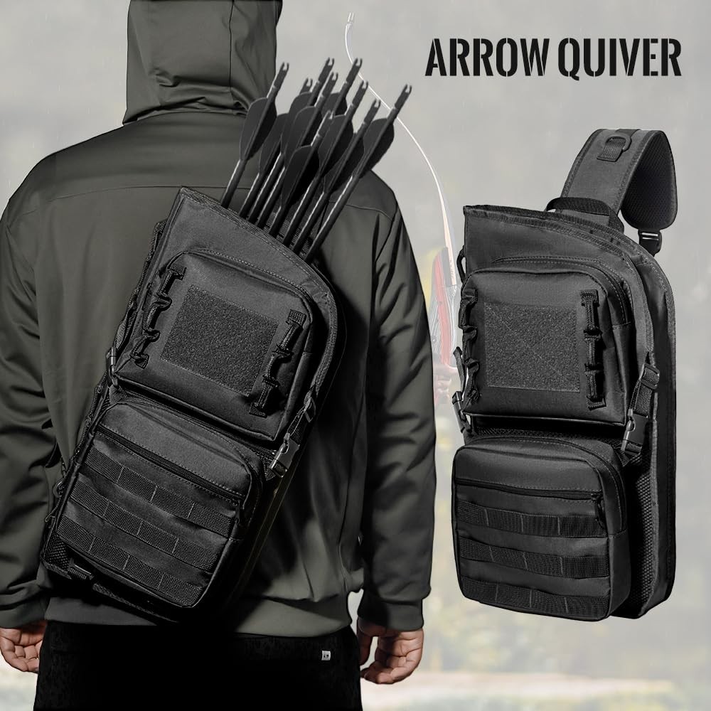 PSKOOK Lightweight Archery Back Arrow Quiver, Multifunctional MOLLE System with