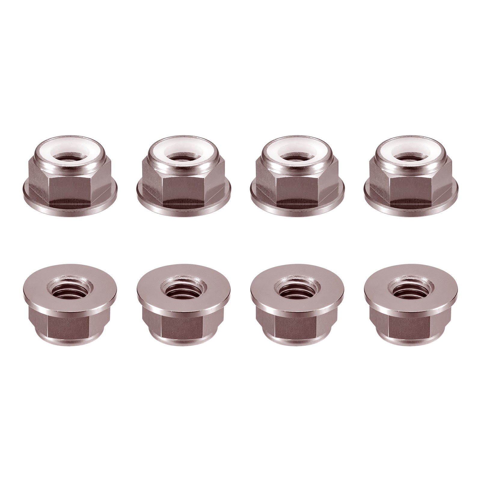 Nylon Insert Hex Lock Nuts, 8pcs - M5x0.8mm Self-Locking Nut(Titanium Gray)