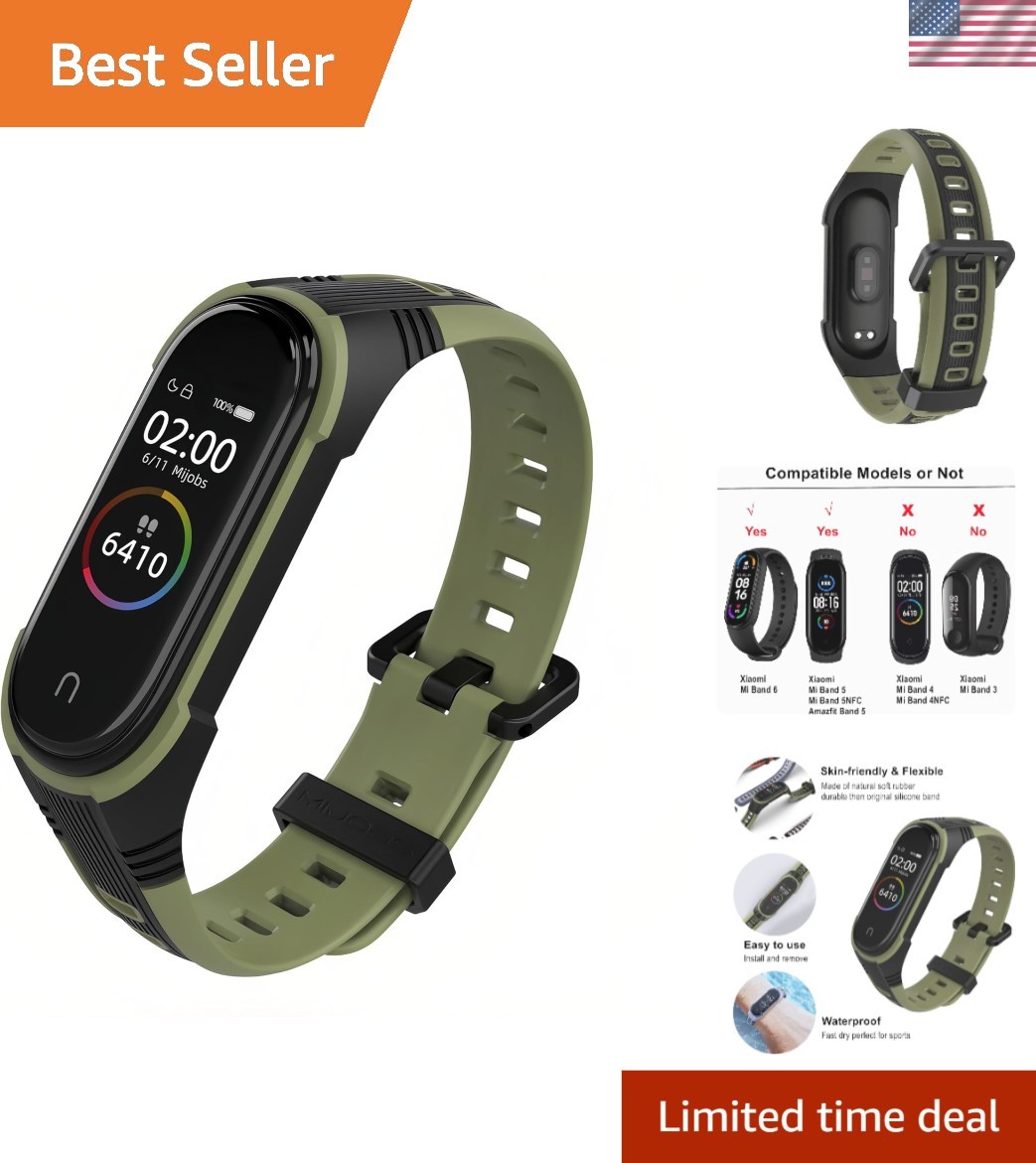 Durable Rubber Strap for Xiaomi Mi Band 5/6/7 - Adjustable & Comfortable Fit