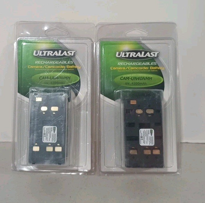 Lot Of 2 Ultralast CAM-UN40NMHP Fits Or Replaces Panasonic PV-IQ375, 6V 4200mAh
