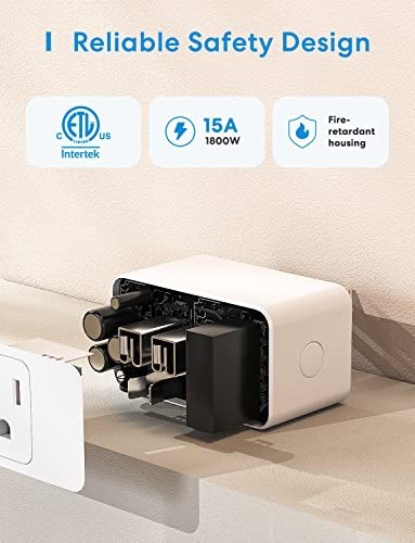 Smart Plug Mini, 15A & Reliable Wi-Fi, Support Apple Homekit, Siri, Alexa, Echo,