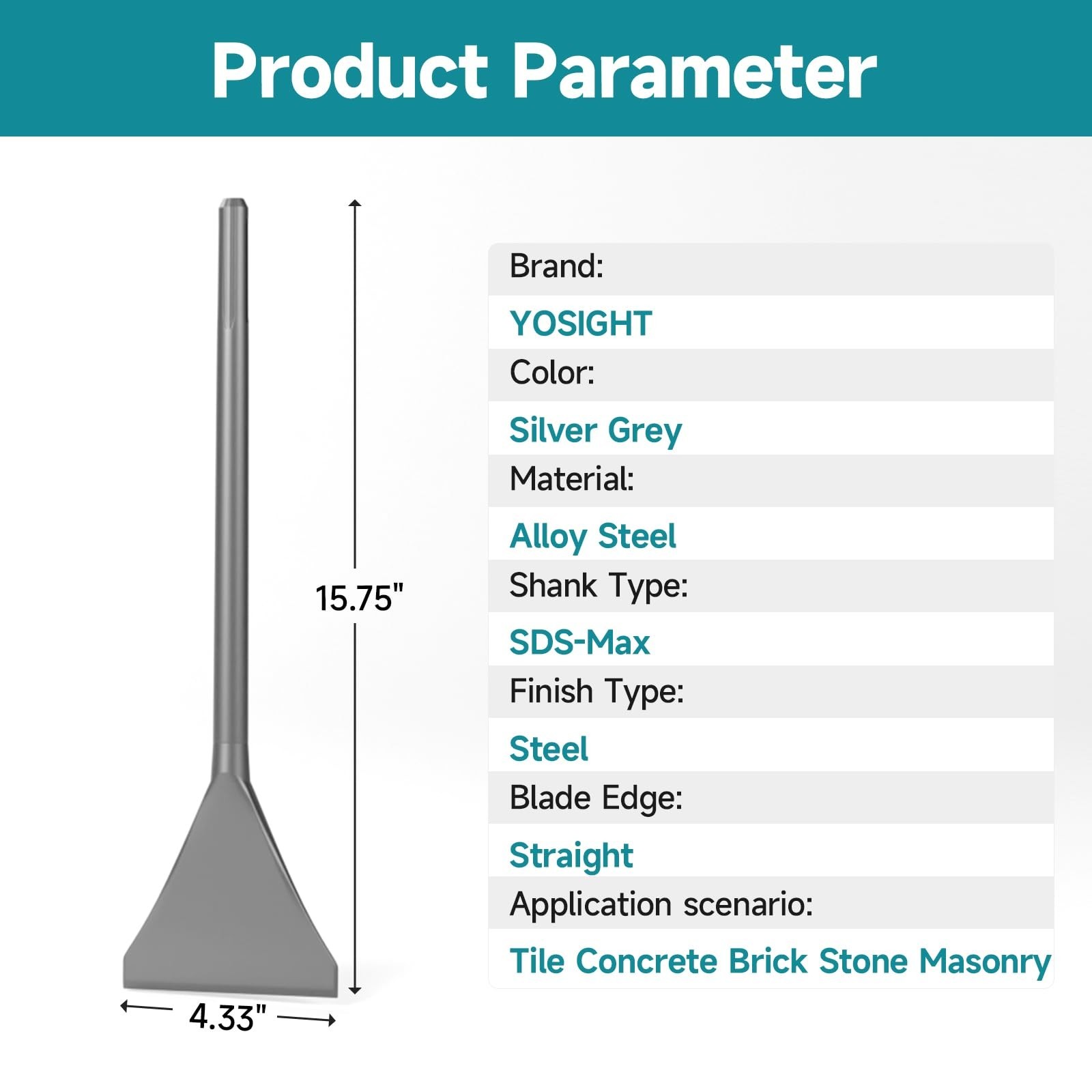 Tile Chisel with SDS-Max Shanks - 4.33 In. x 15.75 In. Tile Chisel Hammer All...