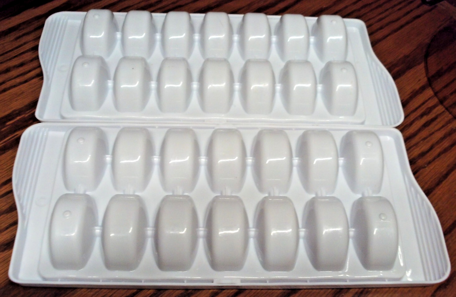 2pc White Quick Release Ice Cube Trays-Plastic Rectangular 12x5.3" Made USA 1005