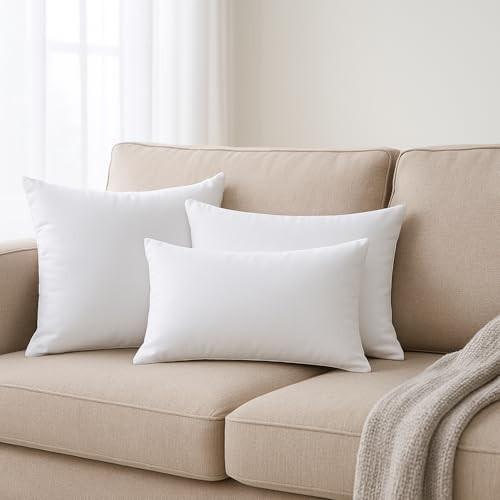 Hypoallergenic Lumbar Pillow Inserts 4 Pack, 12 × 20 Inches – Plush Polyester