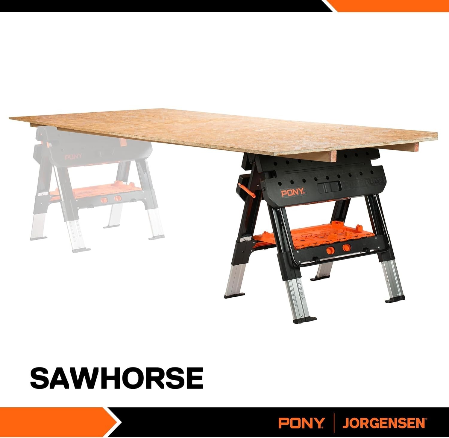 Pony Portable Folding Workbench 2-in-1 with 500 lbs Capacity & Adjustable Height