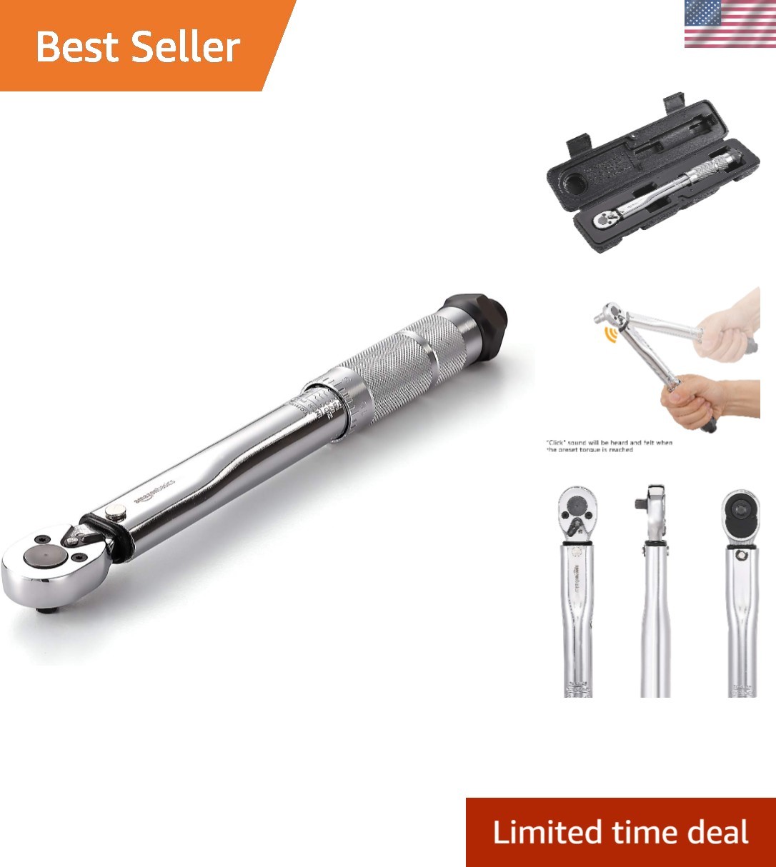 Heavy-Duty 1/4-Inch Torque Wrench - Precision 35-200 in.-lb, Chrome Steel