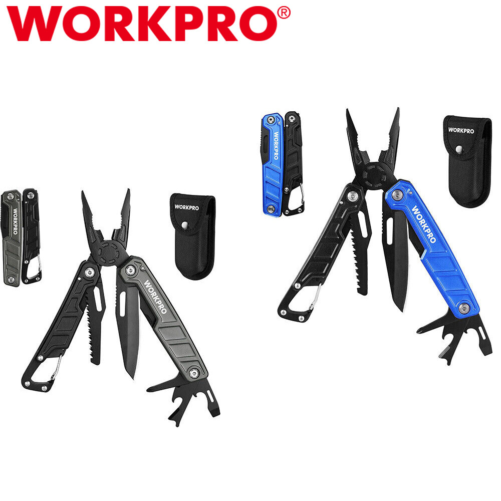 WORKPRO 11 in 1 Multitool with Sheath and Pocket Clip EDC Safety Lock Metal USA