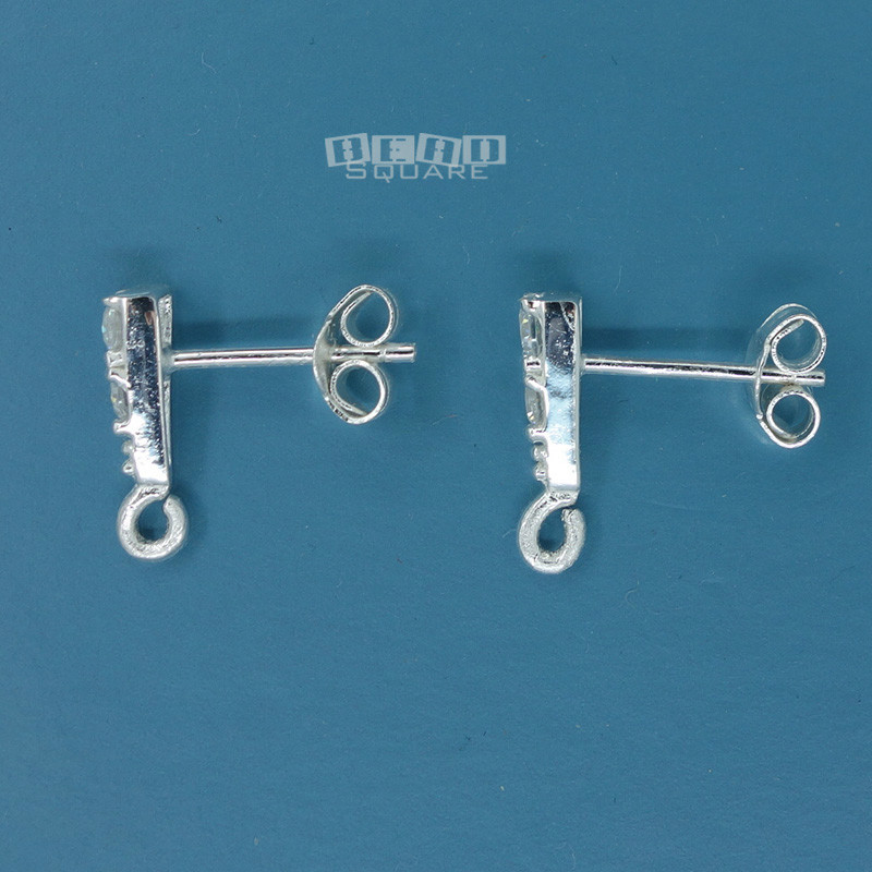 2PC Sterling Silver CZ Crystal Triangle Stud Post Earrings w/Open Loop #33535