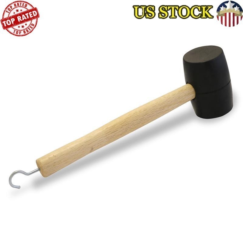 Rubber Mallet Wooden Handle Tent Peg Puller Camping Tool 16 Oz High Quality New