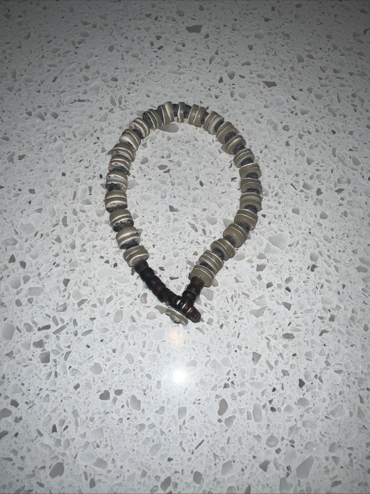 Handmade Shell Bead Bracelet Boho Tribal Natural Neutral Tones Adjustable
