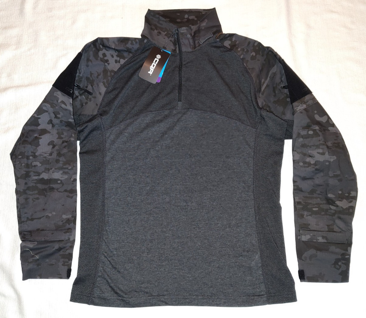NEW CQR Gray Camo Tactical 1/4 Zip Shirt Top XL NEW