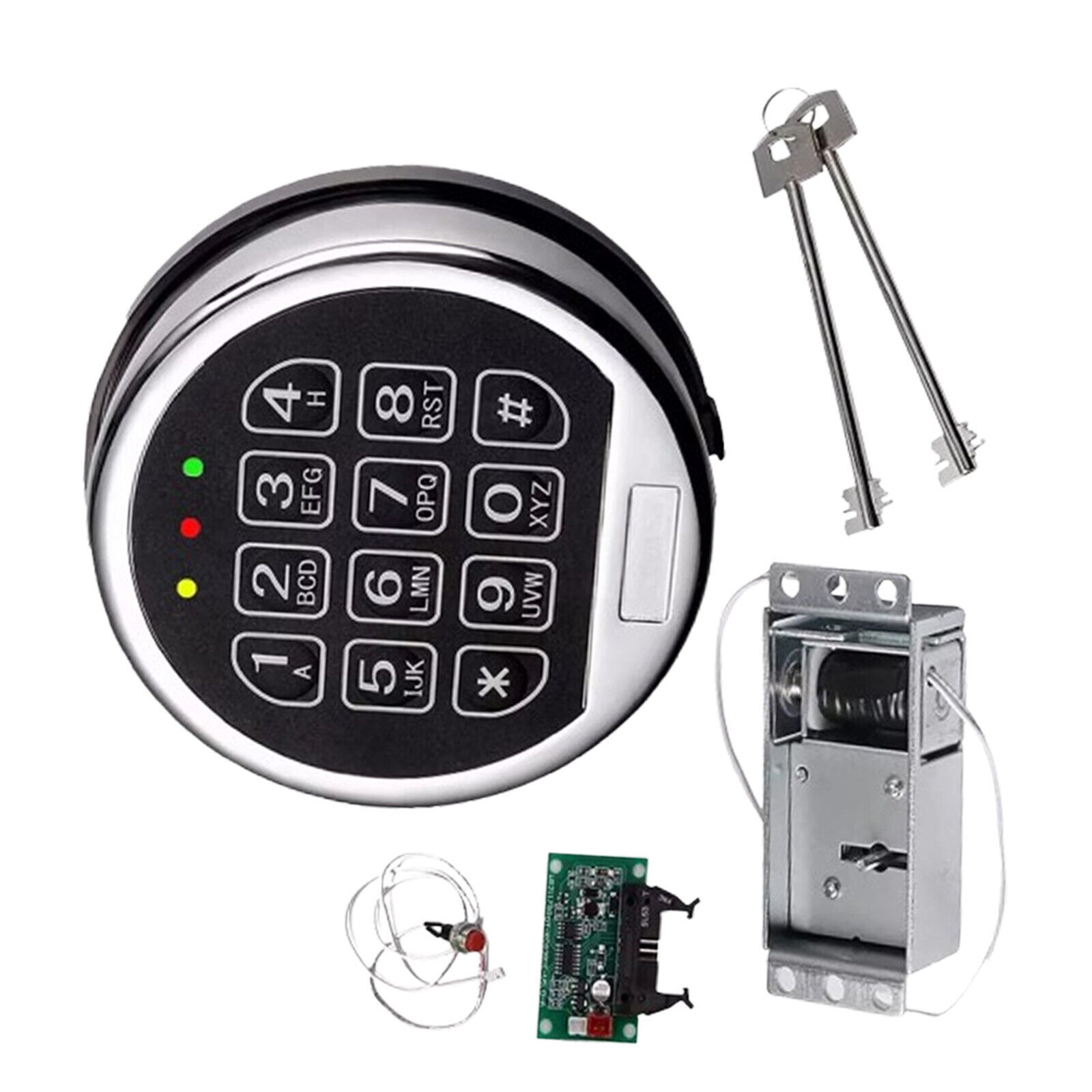 Gun Safe Lock Replacement Solenoid Lock with 2 Master Keys Chrome Digital Key