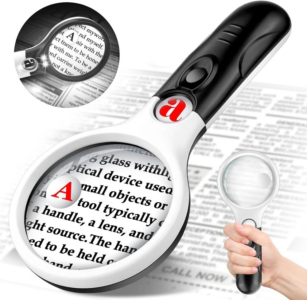 45X Professional Magnifying Glass Jewelry Loupe With LED Light Handheld Magnifie