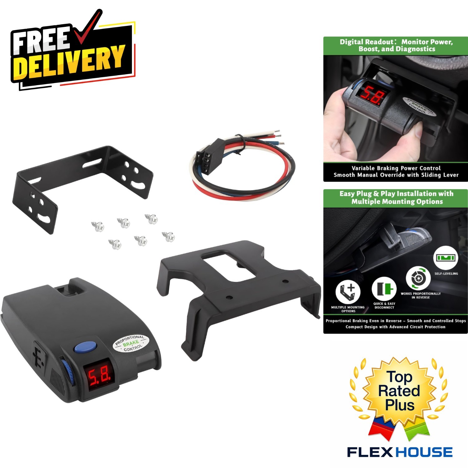 3-Level Boost Trailer Brake Controller with LED Display for Effortless Towing