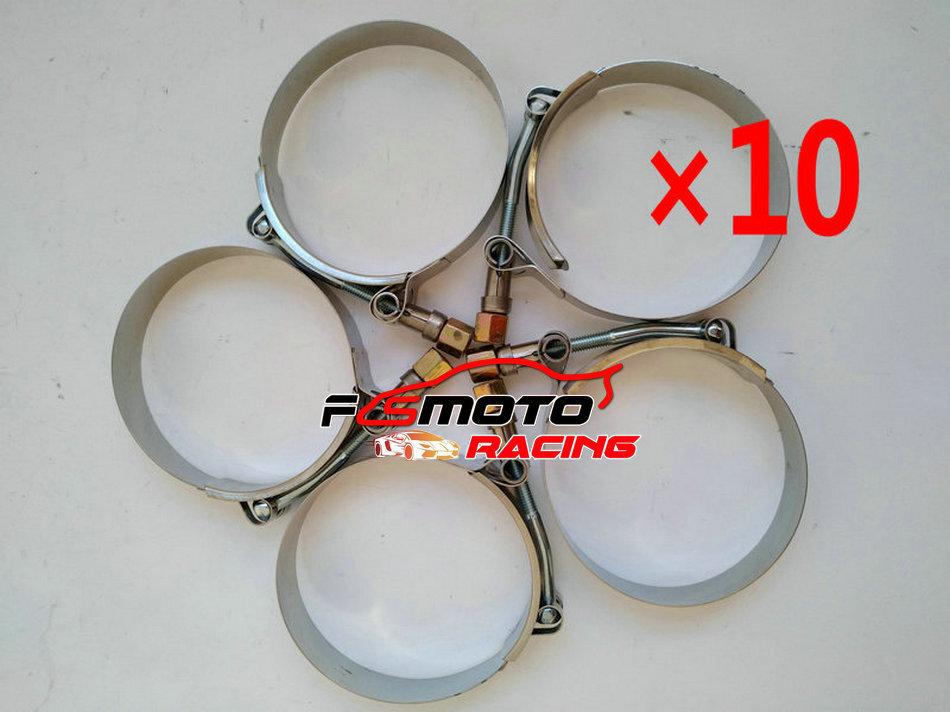 10pcsx 2.5"Inch / 63mm ID Stainless Steel T-Bolt Silicone Hose Clamps 66-74mm