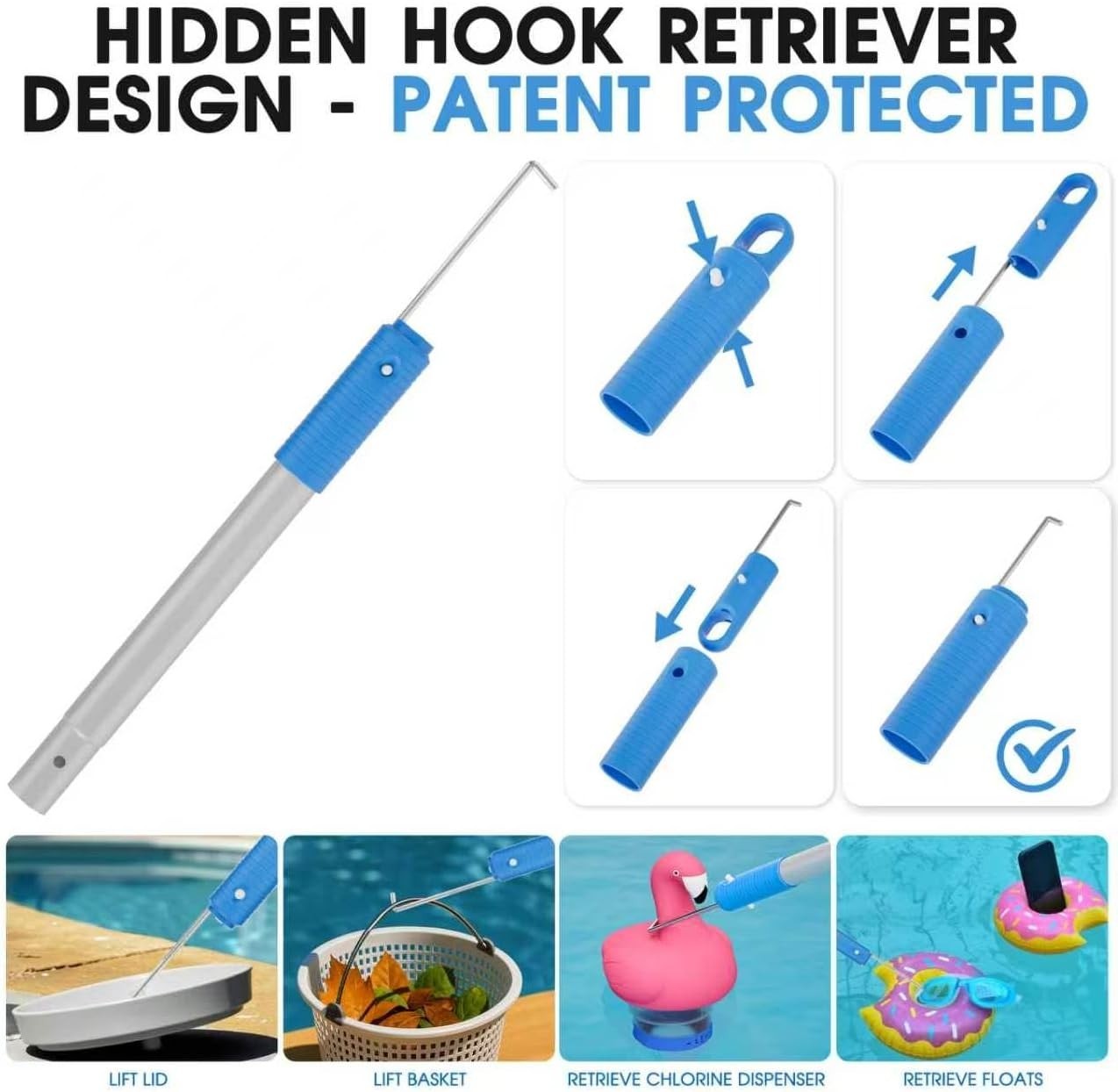 3-Piece Pool Cleaning Kit with 10 ft Pole & Ultra Fine Skimmer Net for Spas