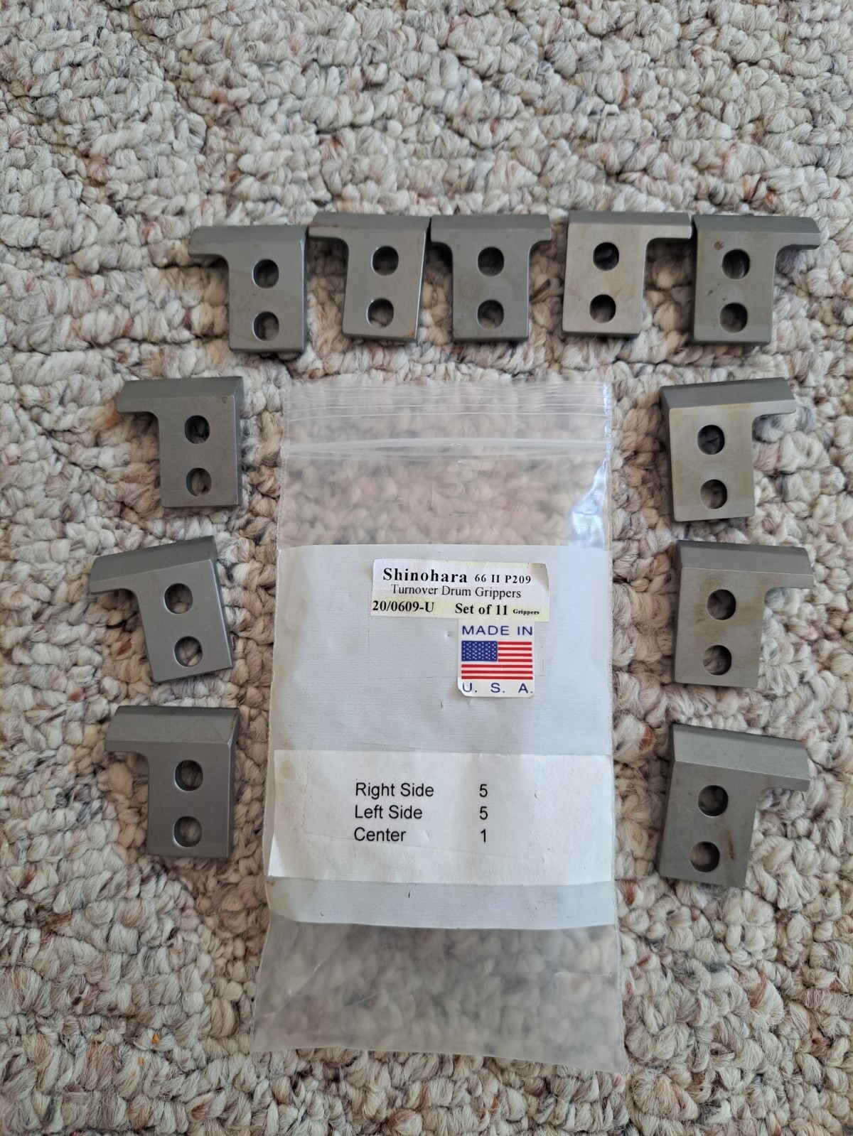 SHINOHARA 66 SERIES PRESS TURNOVER DRUM GRIPPERS W/URETHANE PADS SET OF 11 NEW