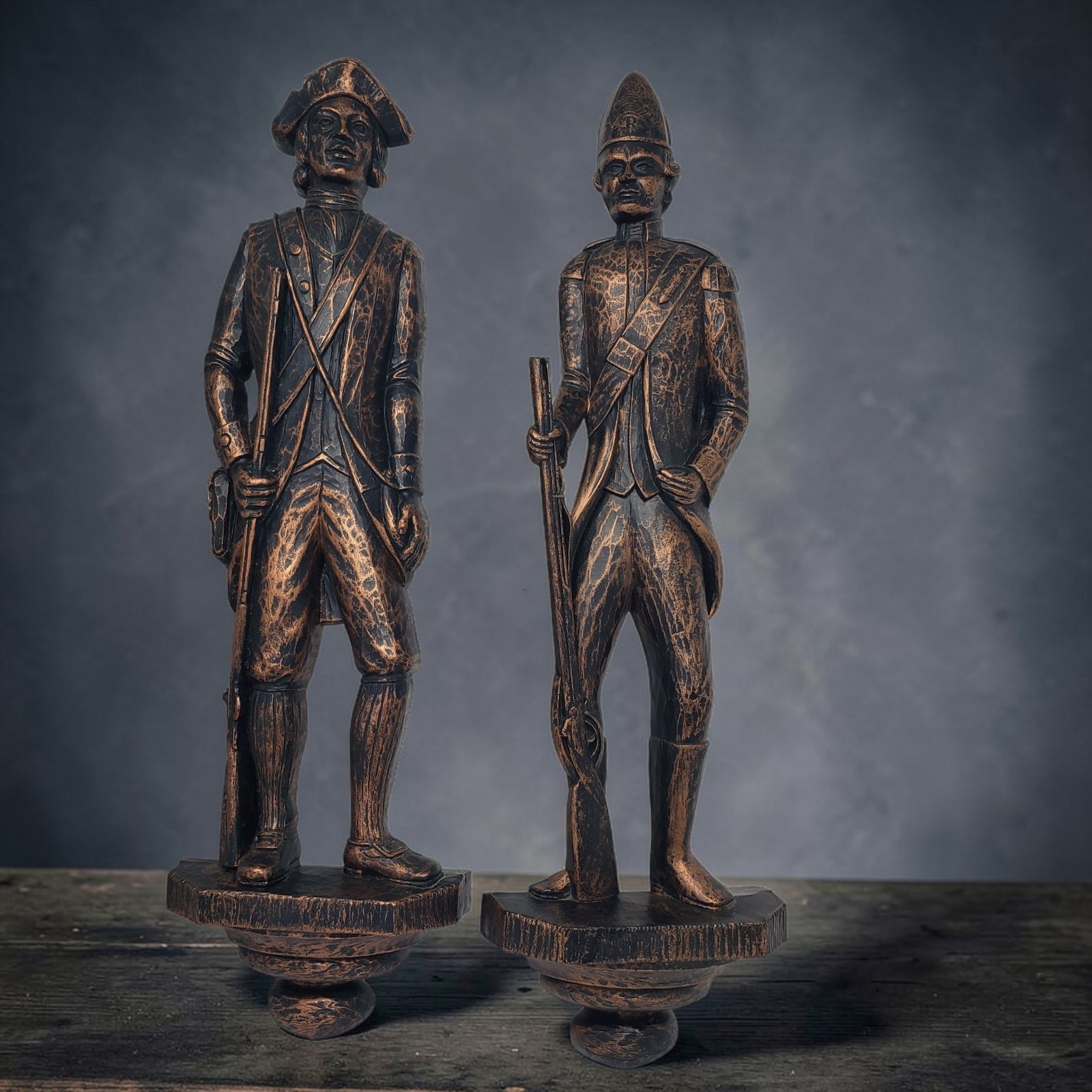 Dart 1971 Revolutionary War Soldiers Wall Plaque Set 19 X 5.5 Bronze Resin USA
