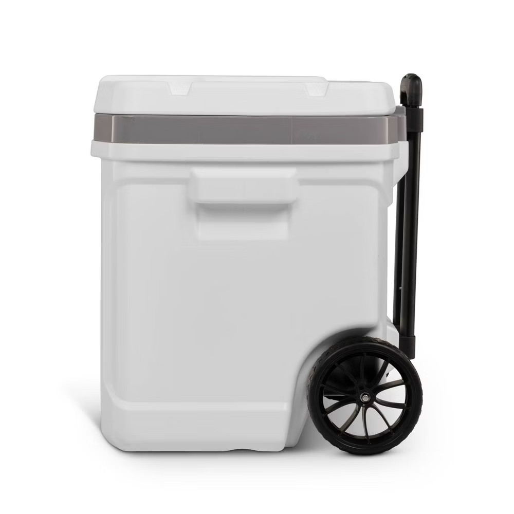 Igloo Marine Latitude 60qt Rolling Cooler - White: Retractable Handle,