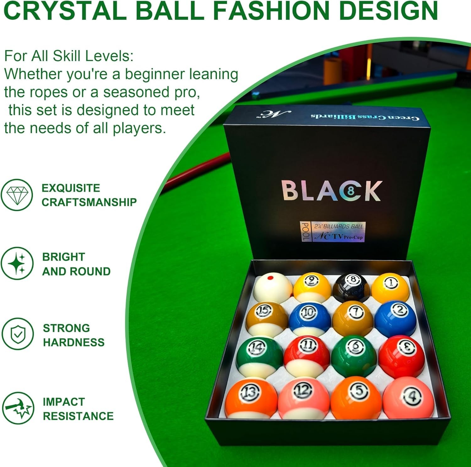 High-Performance 16-Piece Billiard Balls - Regulation Size & Quality Assured