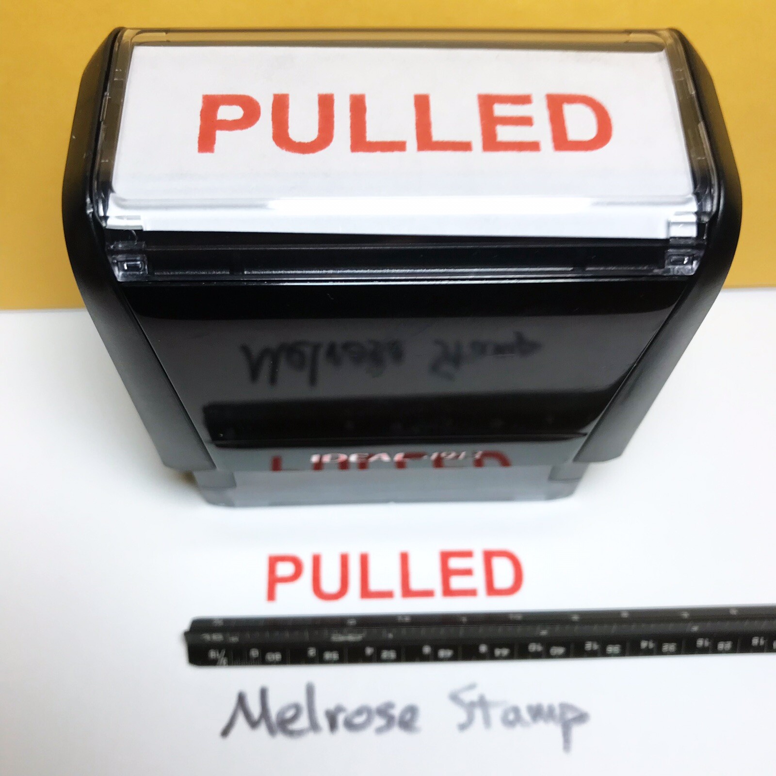 Pulled Rubber Stamp Red Ink Self Inking Ideal 4913