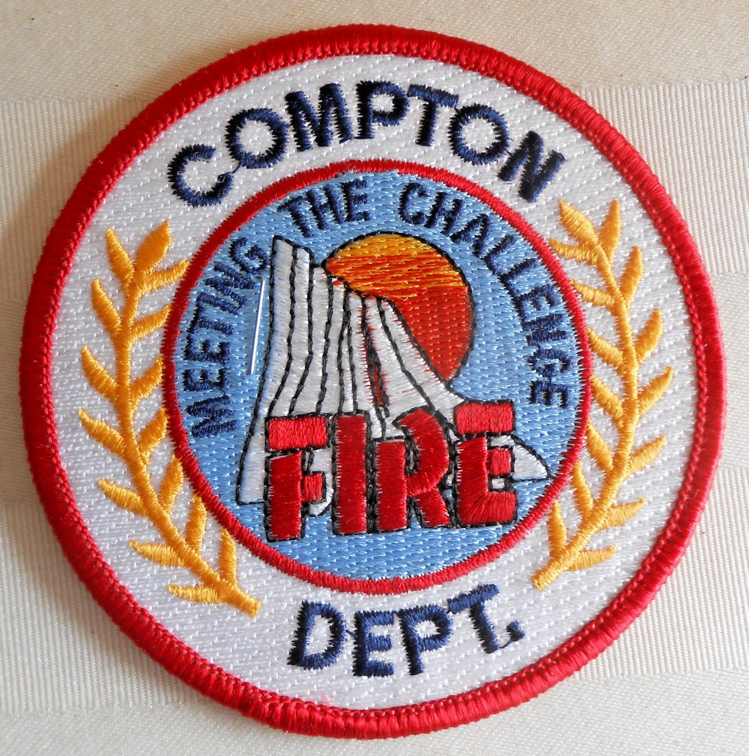 Compton CA California Fire Dept. Meeting the Challenge Patch 3.5" - Unused