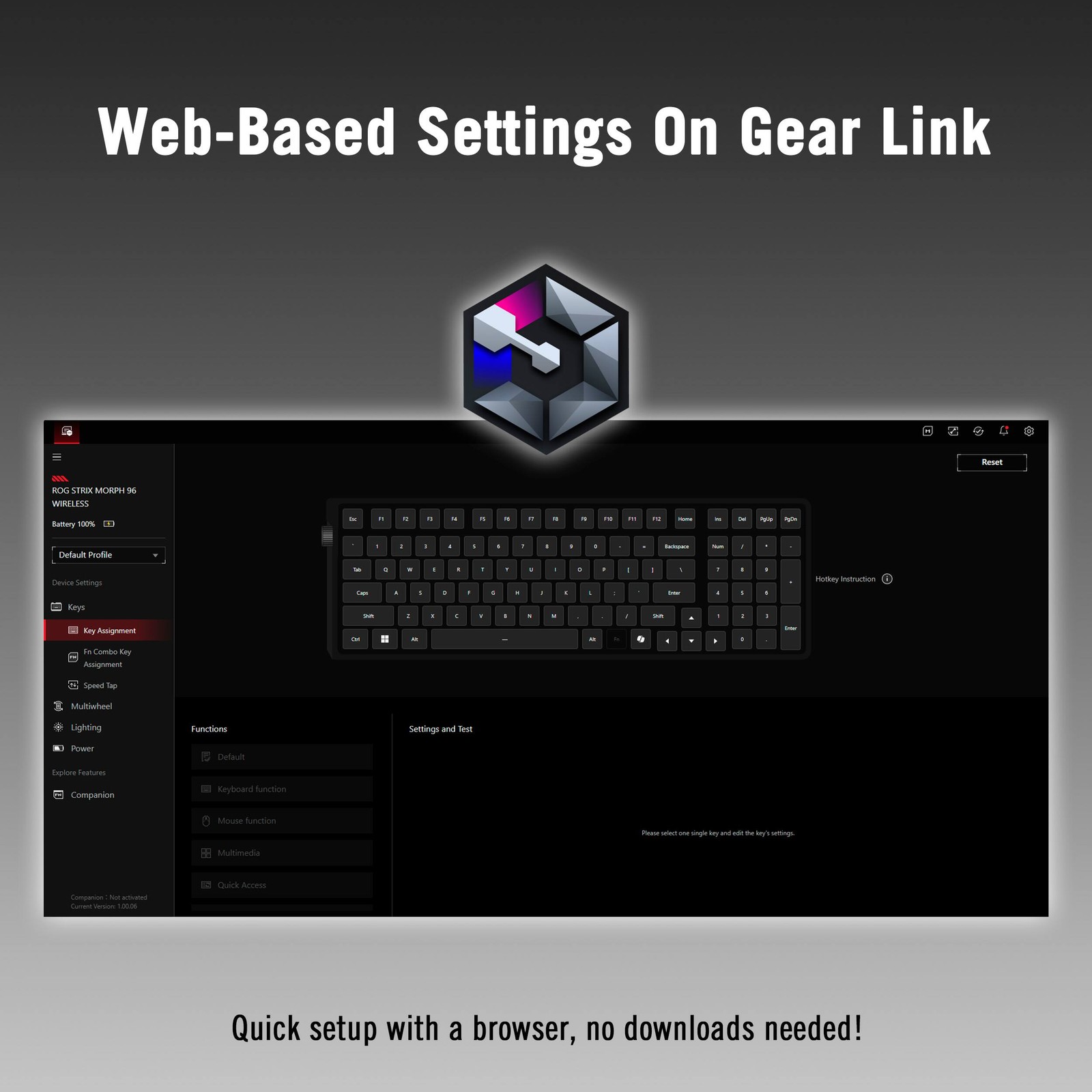 ASUS - ROG Strix Morph 96% Wireless Mechanical RGB Gaming Keyboard with Hot-S...