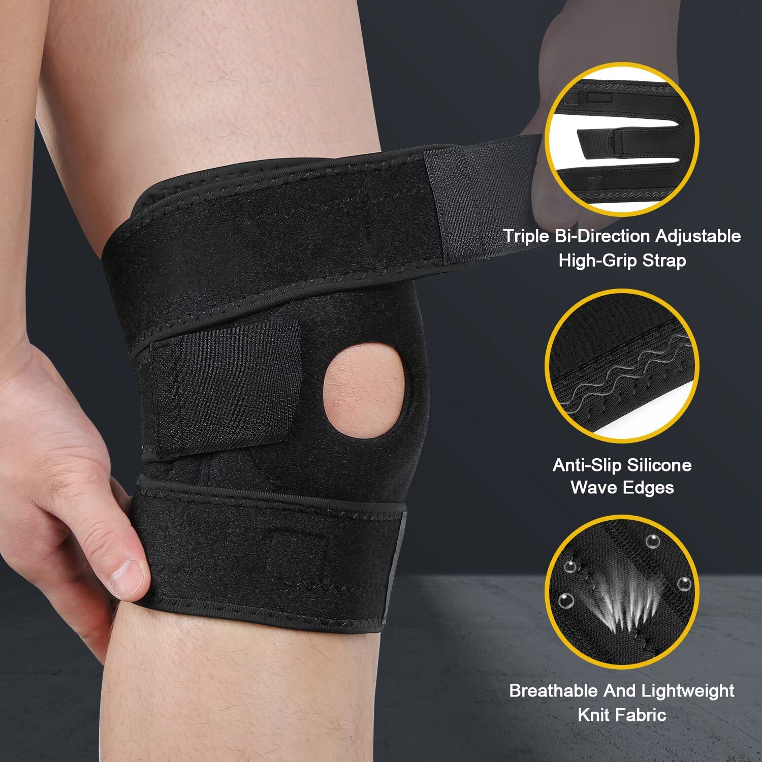 Knee Sleeve Strap Compression Brace Support Sport Joint Pain Arthritis Relief US