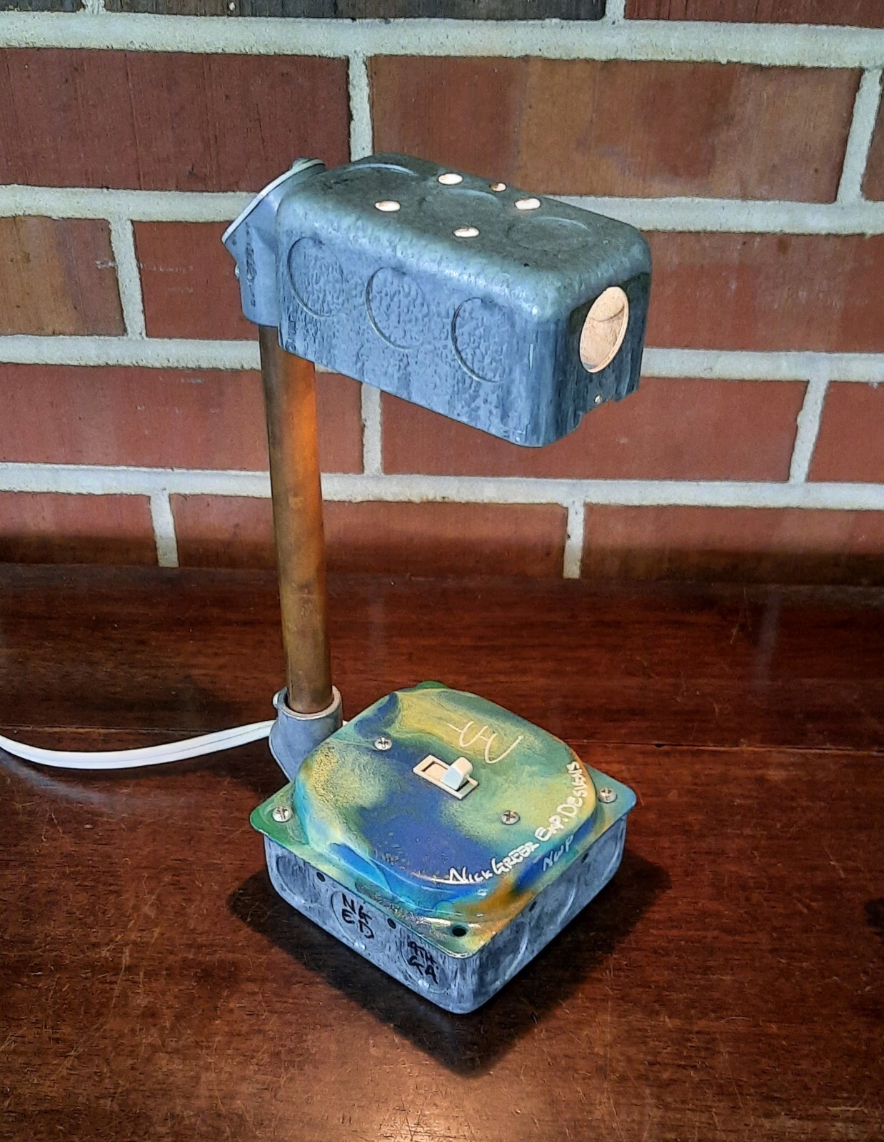 Unique Nick Greer Exp Designs NWP Handpainted and Signed Desk Lamp