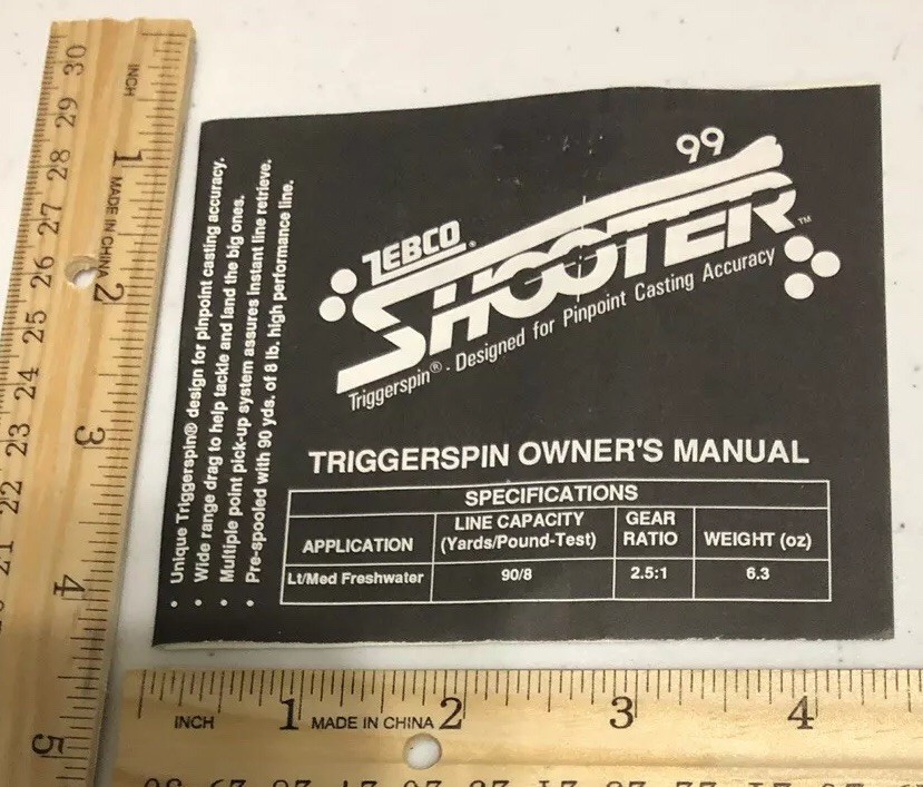 Zebco 99  Shooter Old Fishing Reel Trigger spin Manual Instruction Booklet R23