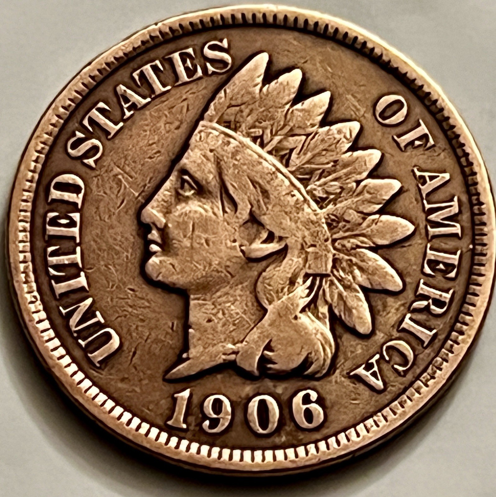 1906 Indian Head Cent Penny Sharp Details Nice Circulated Late Series BN889