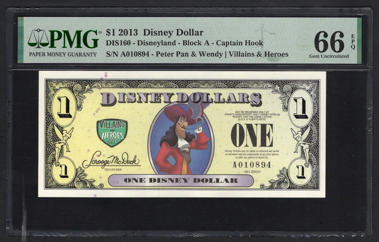 Disney Dollar One Dollar 2013 DIS160 Uncirculated Grade 66