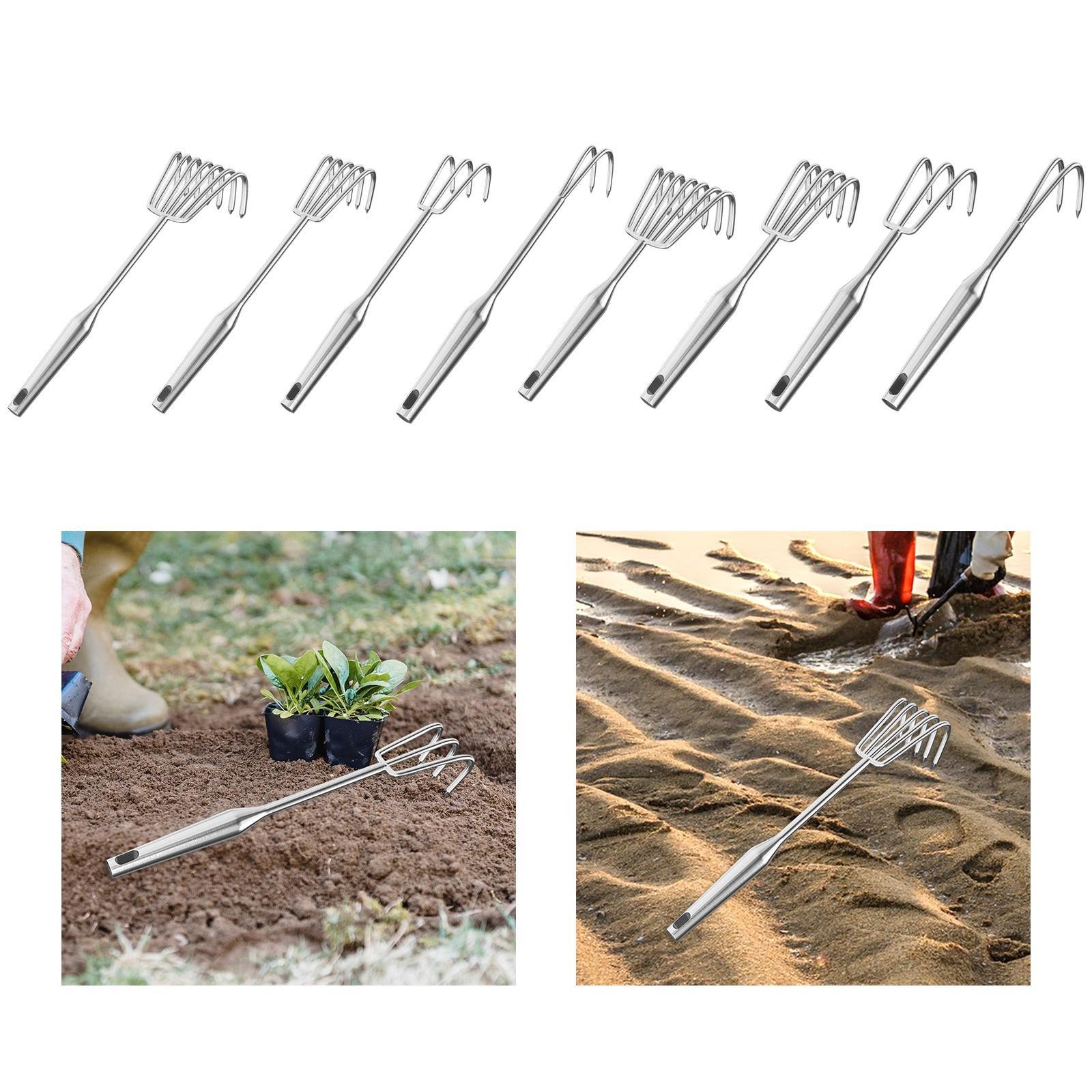 Hand Rake Stainless Steel Rustproof Small Cultivating Ergonomic Handle Portable