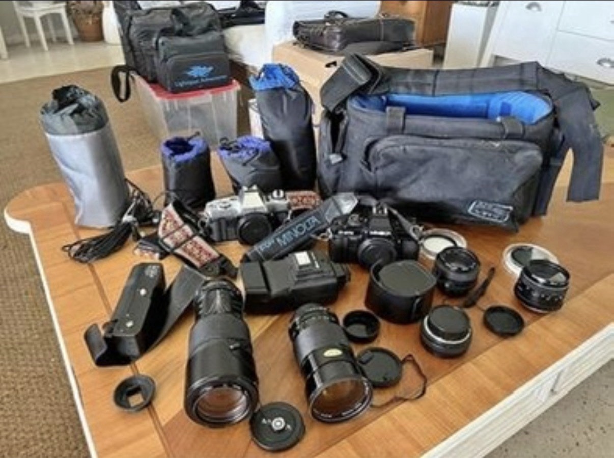 Minolta Film Photography Complete Kit — 2 Bodies, 5 Lenses + Full Accessories