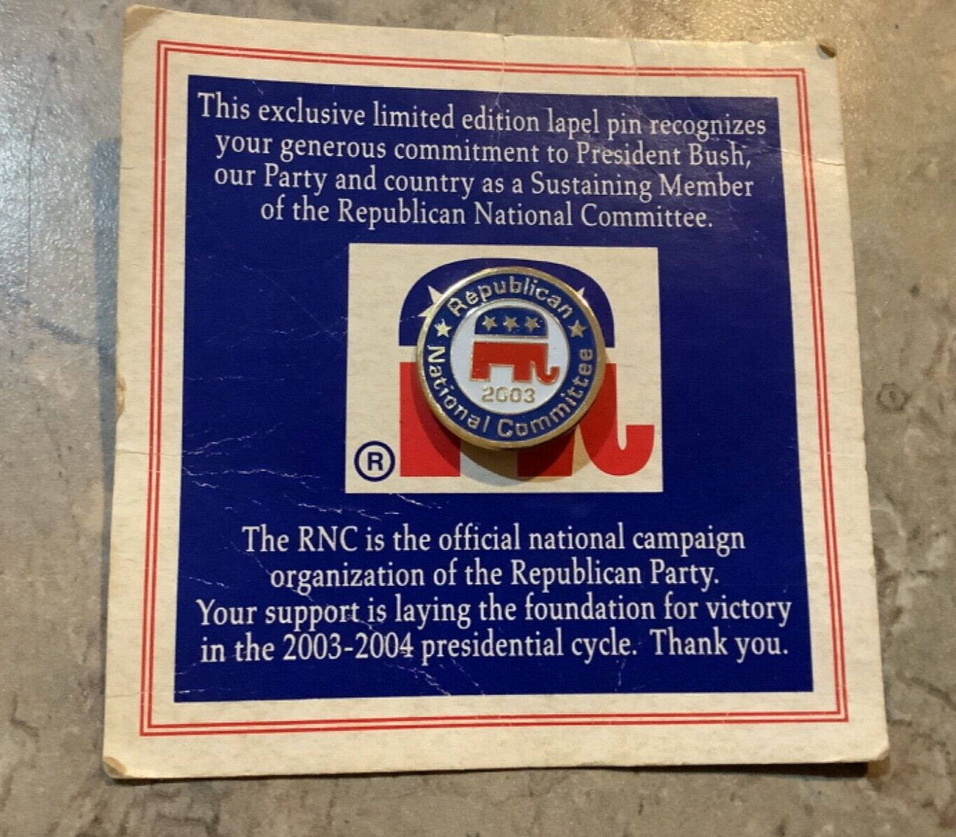 Republican National Committee 2003 RNC Lapel Pin