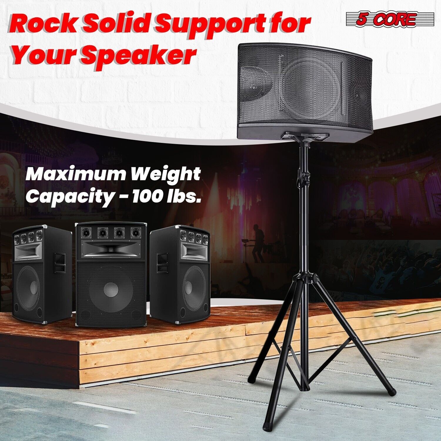 5Core Speaker Stand Tripod Tall Adjustable 72 Inch DJ Studio Monitor Stands Pole