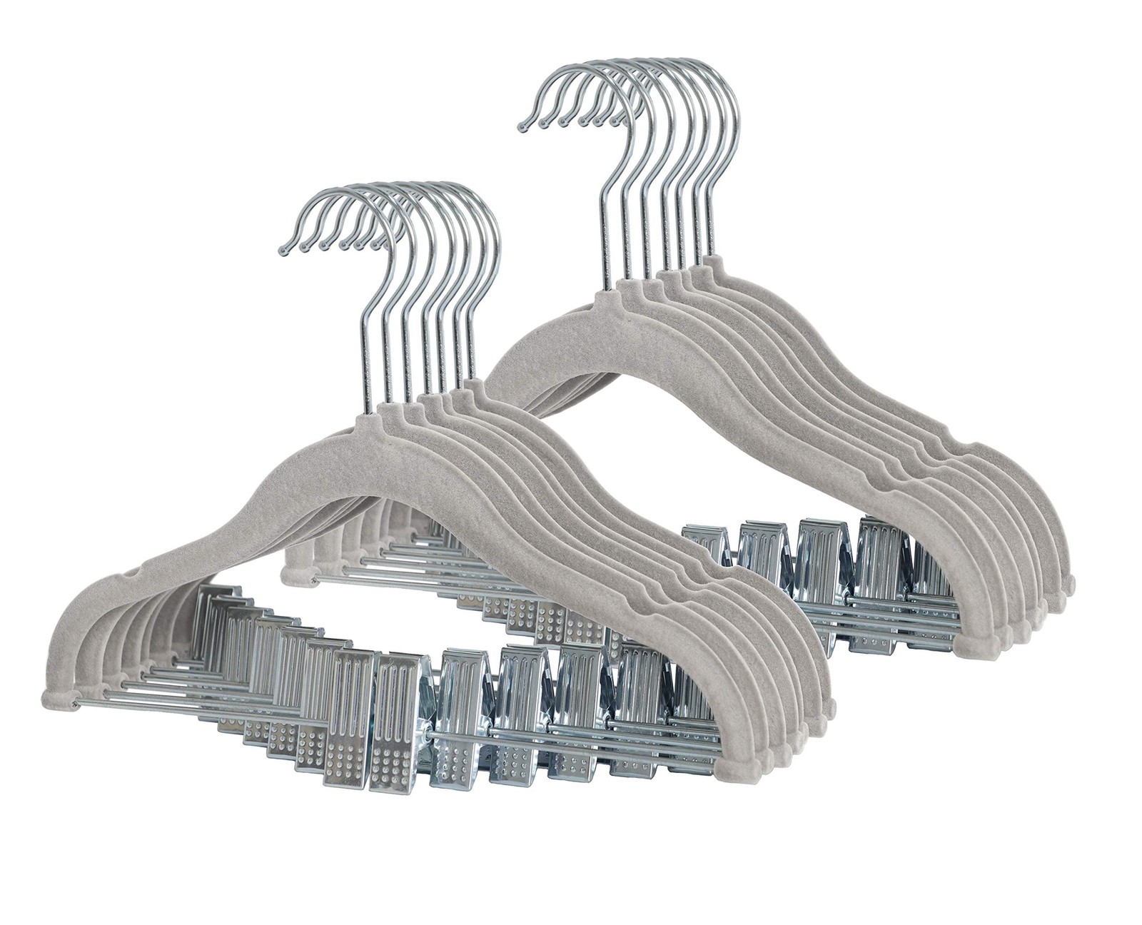 Non-Slip Clothes Hangers for Baby and Kids 20-Pack Velvet Hangers with Movabl...