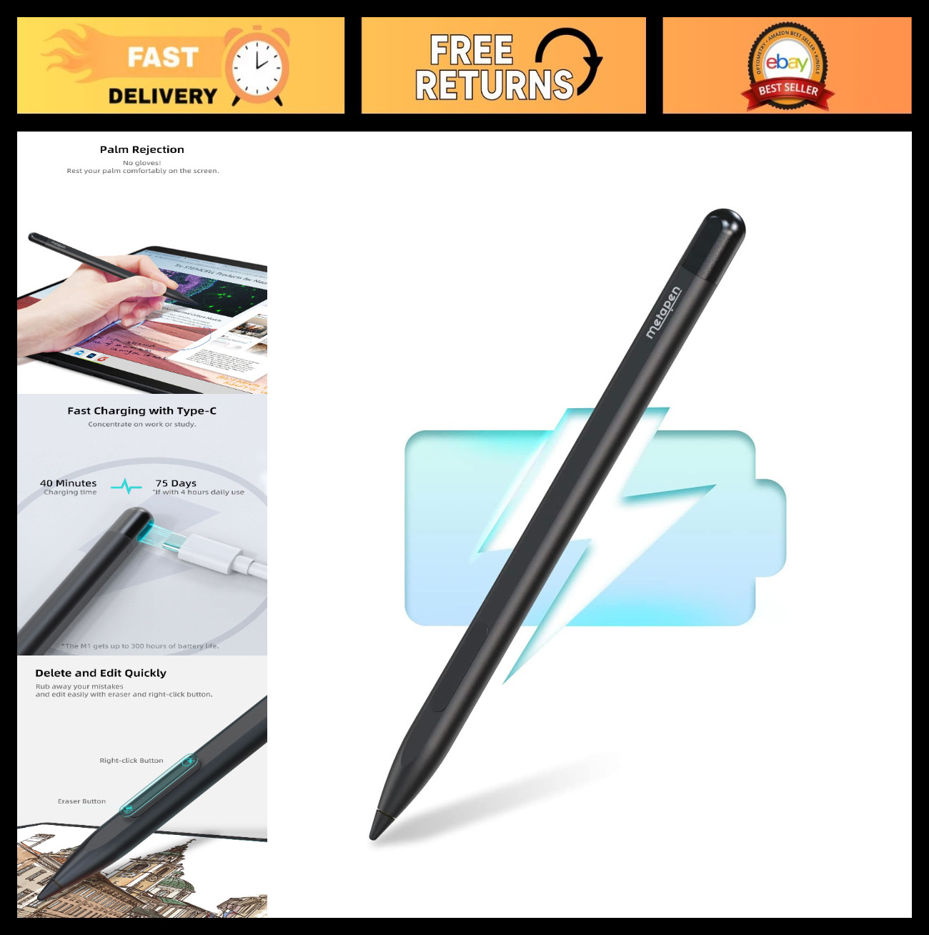 Stylus Pen for Microsoft Surface & ASUS VivoBook Flip 14 - 75-Day Battery, Smoot
