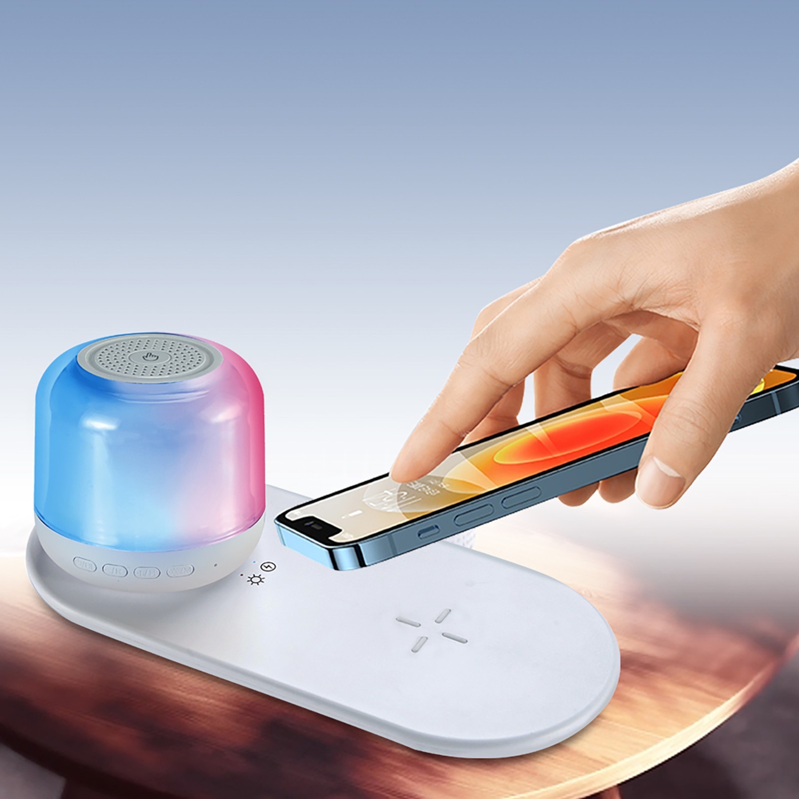 Zummy Wireless Charger and Magnetic Bluetooth LED Wireless Speaker